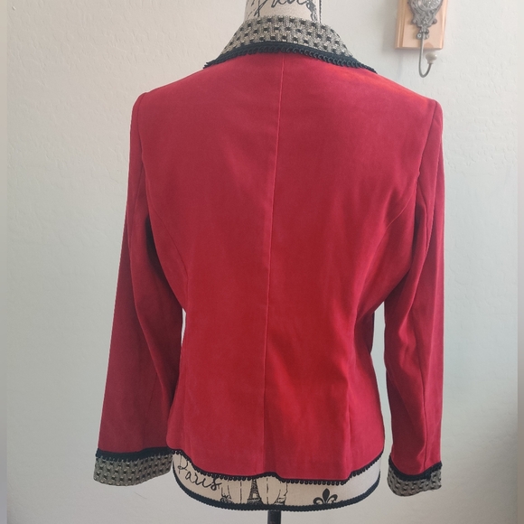 Taylor G Vintage Deep Red zip up Jacket lace detail accents business casual (S) - Picture 6 of 10
